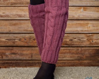 Beinstulpen aus Wolle für Damen in elegantem Zopfmuster – kuschlige Wollstulpen für warme Beine an kalten Tagen (Modell "Zopf")