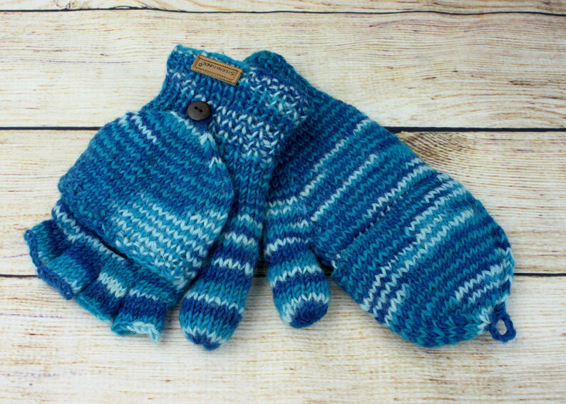 Handschuhe Handwärmer Wolle Winter Damen Erwachsene Strick warm fingerlos Fäustling Bild 5