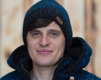 Gorro de invierno para hombre de lana: cálido, resistente al viento y acogedor, tejido a mano con forro polar (modelo "Milán").