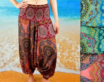 Sarouel bleu rouge vert pantalon boho été pantalon bouffant hippie festival yoga vacances plage