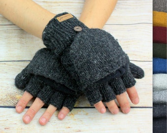 Handschuhe Handwärmer Wolle Winter Damen Erwachsene Strick warm fingerlos Fäustling