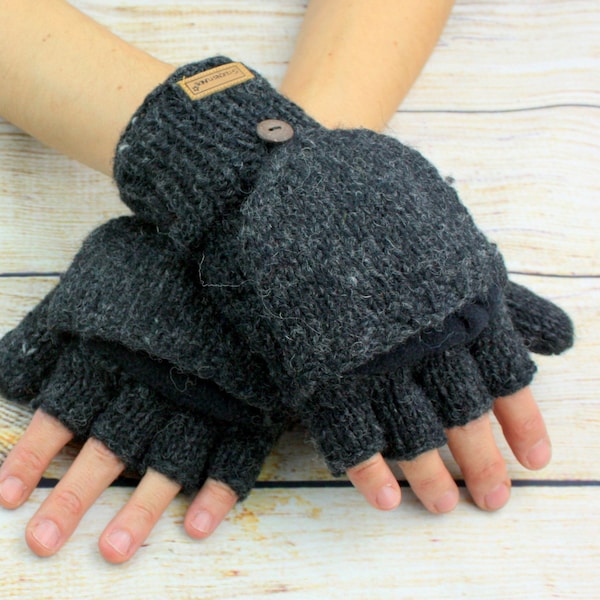 Gants chauffe-mains en laine pour femmes et adultes, mitaines tricotées chaudes sans doigts, hiver