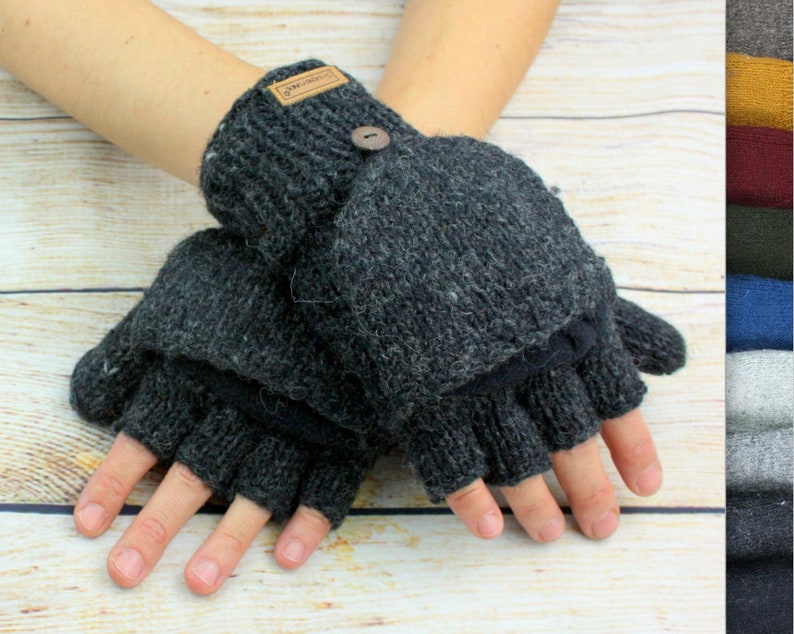 Handschoenen handwarmer wol winter dames volwassenen gebreide warme vingerloze want afbeelding 1