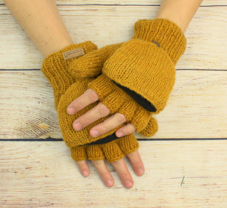 Handschoenen handwarmer wol winter dames volwassenen gebreide warme vingerloze want afbeelding 4