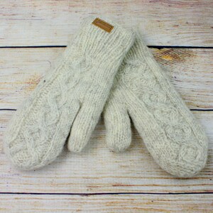 Gants chauffe-mains mitaines laine hiver femme adulte tricot chaud image 2