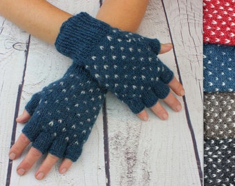 Handschuhe Handwärmer Wolle Winter Damen Erwachsene Strick warm fingerlos