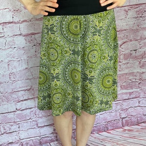 Rock rot petrol Lila grün grau Damenrock mit buntem Mandala Muster Print für Sommer Frühling Herbst und Winter Midi Knielang Stretch A-Linie Bild 3