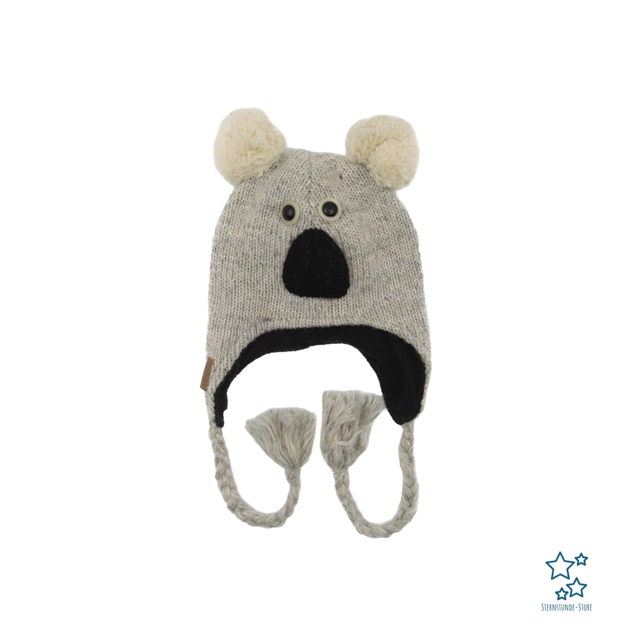 Wool Winter Hat With Animal Motif – Panda and Koala Hat for 