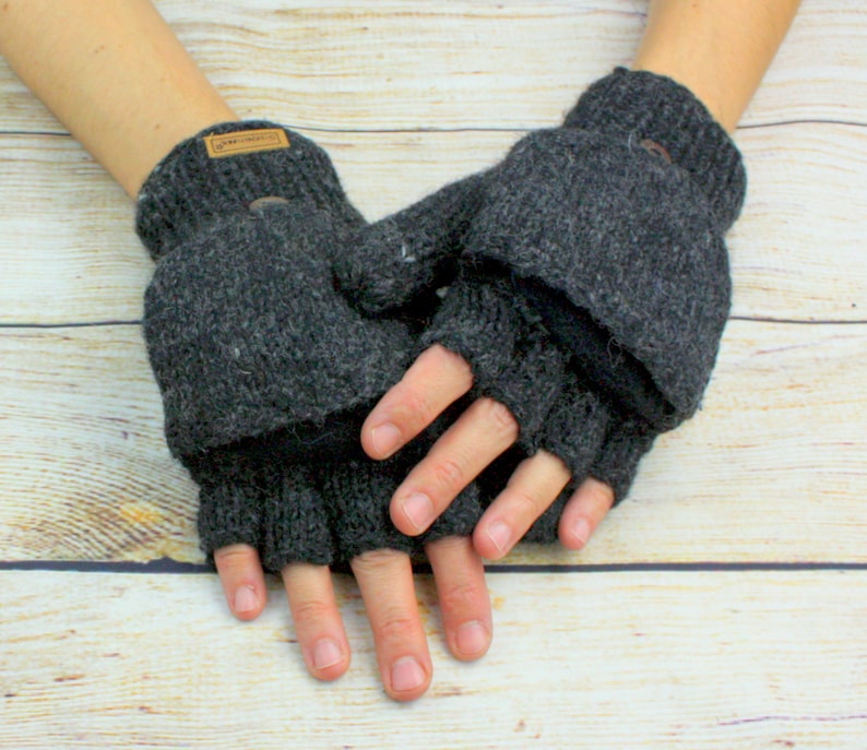 Handschuhe Handwärmer Wolle Winter Damen Erwachsene Strick warm fingerlos Fäustling Bild 2