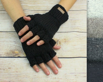 Handschuhe Handwärmer Wolle Winter Männer Mann Herren Erwachsene Strick warm fingerlos