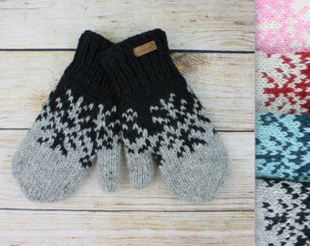 Handschuhe Handwärmer Fäustlinge Wolle Winter Damen Erwachsene Strick warm