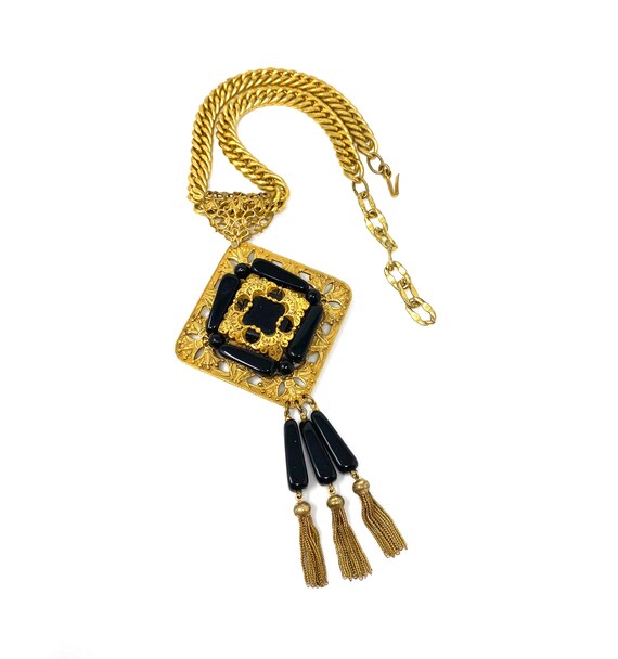 Vintage Miriam Haskell Gold & Black Necklace