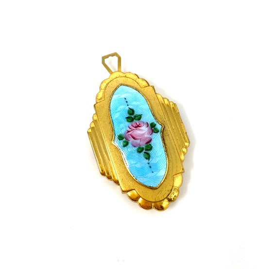 Vintage 1930s Guilloche Enamel Locket Pendant