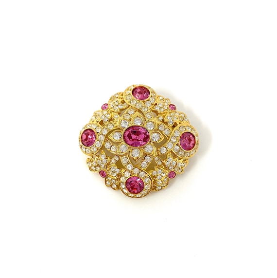 Vintage Joan Rivers Rhinestone Pin, 1980s Brooch