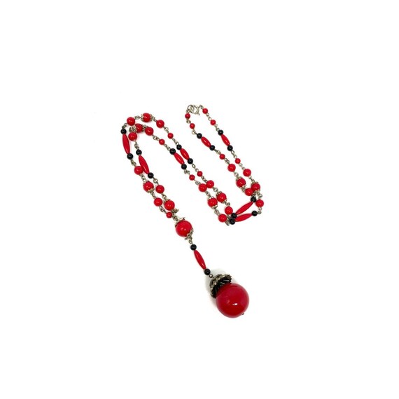 Vintage 1930s Red & Black Czech Necklace