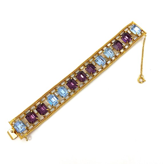 Vintage 1960s Hobe Purple & Light Blue Rhinestone
