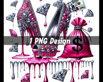 Money Heels PNG: Girl Boss Clipart, Money Bag (Digital Design)