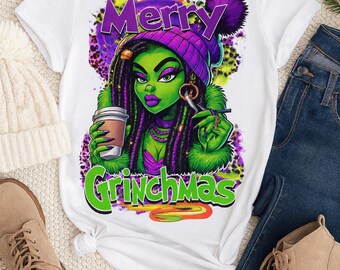 Merry Grinchmas PNG: Funny Christmas Sublimation Design (Digital Download)