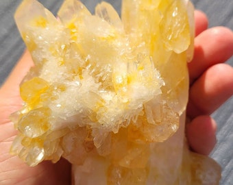 Unique yellow Ghost Phantom Cluster - Freeform - Yellow Cluster - Flower Cluster - Reiki - Meditation - Chakra