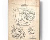 Acrylic Glass Wall Art 39 Baseball Glove Blueprint Patent Parchment 39