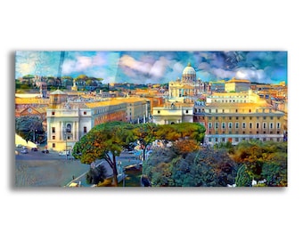 Acrylic Glass Wall Art 'Vaticano San Pedro from San Angelo' by Pedro Gavidia