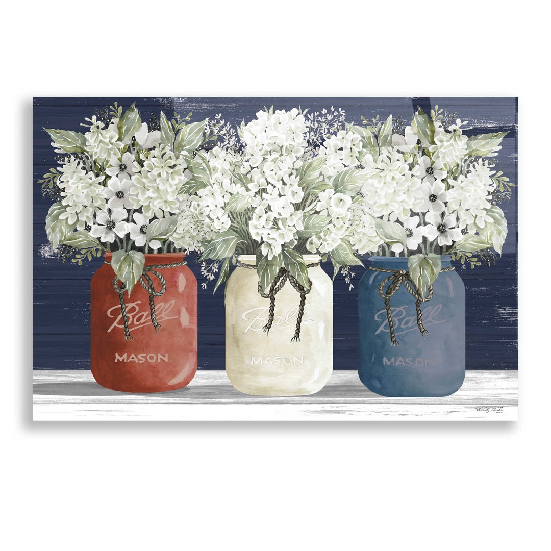 Acrylic Glass Wall Art 'red, White & Blue Jar Trio' by Cindy Jacobs - Etsy