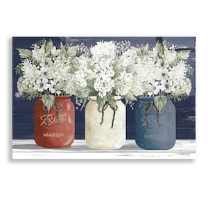 Acrylic Glass Wall Art 'red, White & Blue Jar Trio' by Cindy Jacobs - Etsy