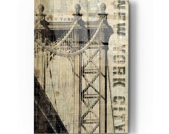 Acrylic Glass Wall Art 'Vintage NY Manhattan Bridge' by Michael Mullan