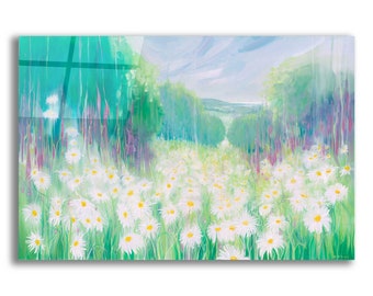 Acrylic Glass Wall Art 'Through The Daisies To The Sea' by Gill Bustamante