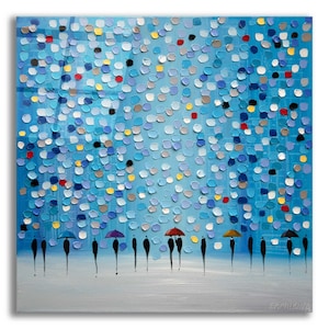 Acrylic Glass Wall Art 'Colorful City Umbrellas' by Ekaterina Ermilkina