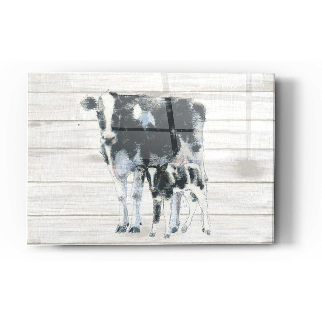 Acrylic Glass Wall Art 'cow and Calf on Wood' by Emily - Etsy