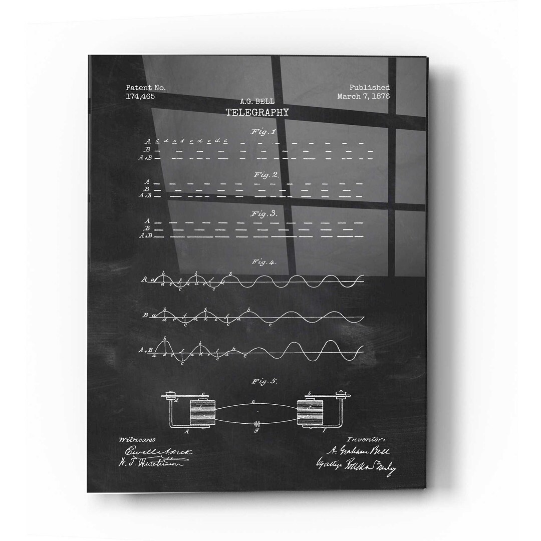 Acrylic Glass Wall Art 'telegraphy Blueprint Patent Chalkboard' Etsy