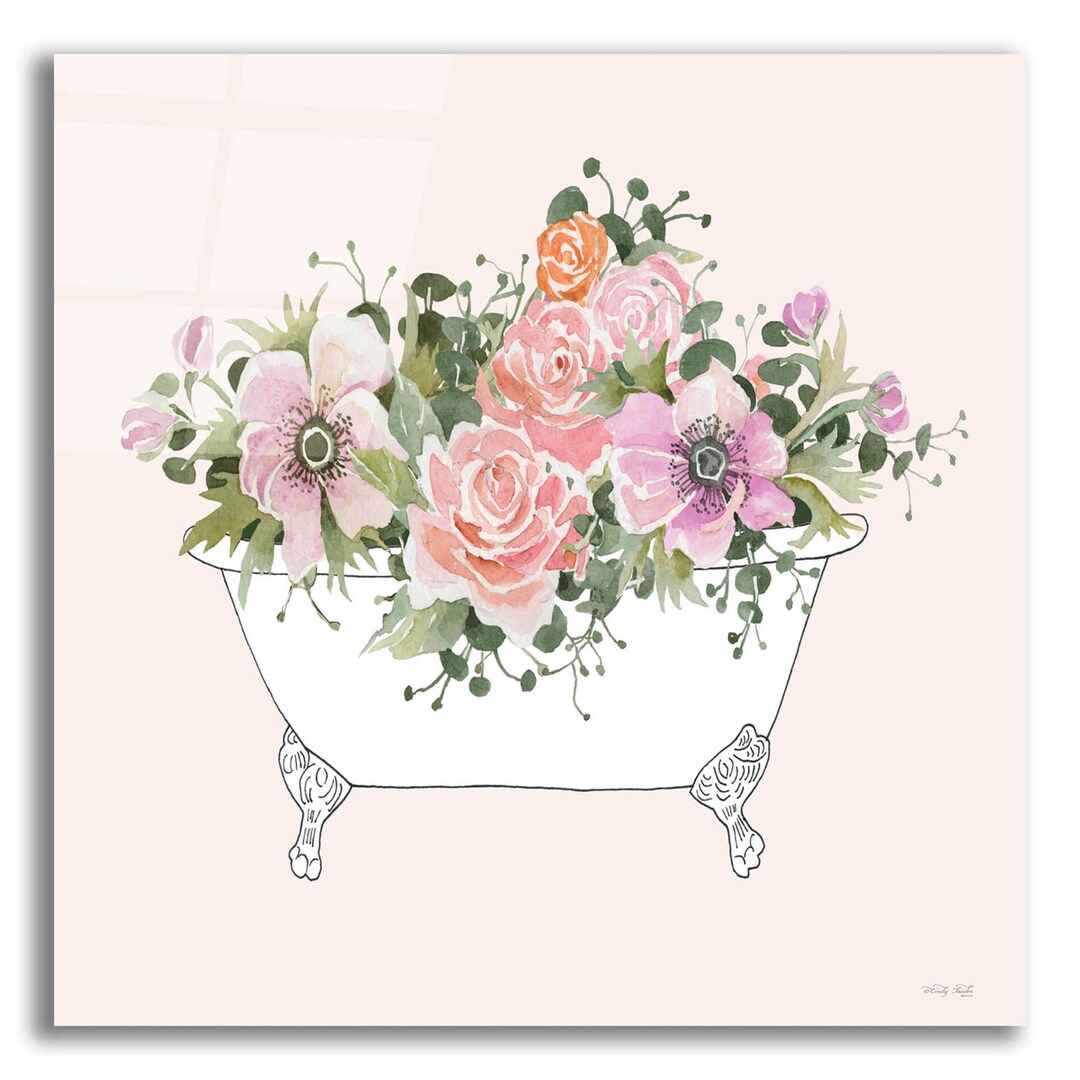Acrylic Glass Wall Art 'pink Floral Bath Tub I' by Cindy Jacobs - Etsy