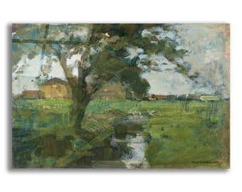 Acrylic Glass Wall Art 'Farm Settin with Foreground tree and Irrigation Ditch, 1900' by Piet Mondrian