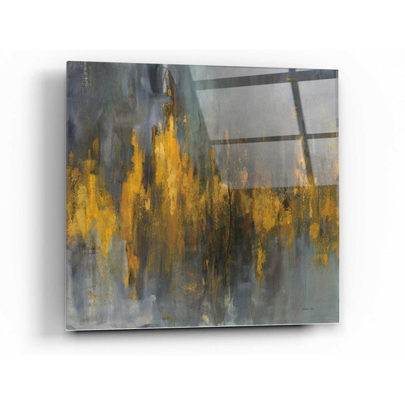 Acrylic Glass Wall Art 'Black and Gold Abstract' by Etsy