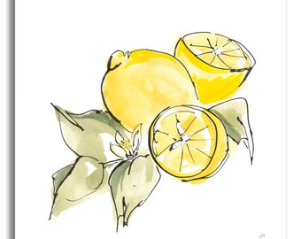 Acrylic Glass Wall Art 'Lemon Still Life I' by Chris Paschke