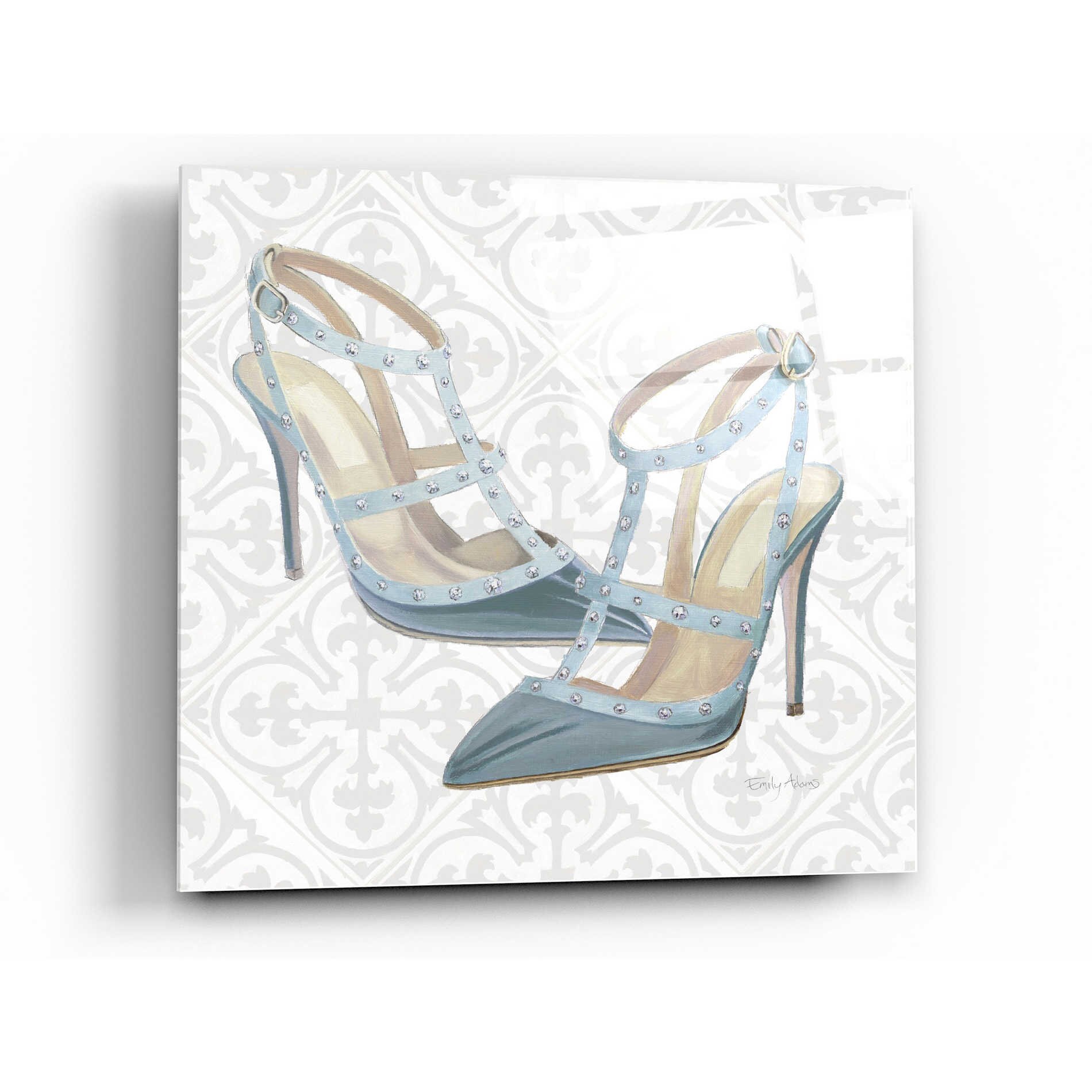 Acrylic Glass Wall Art /'Must Have Fashion III Gray White/' by Emily Adams