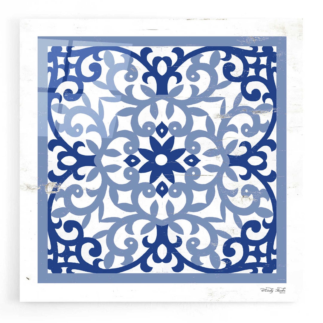 Acrylic Glass Wall Art 'blue Tile V' by Cindy Jacobs - Etsy