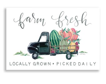 Acrylic Glass Wall Art 'Farm Fresh Produce Truck' by April Chavez