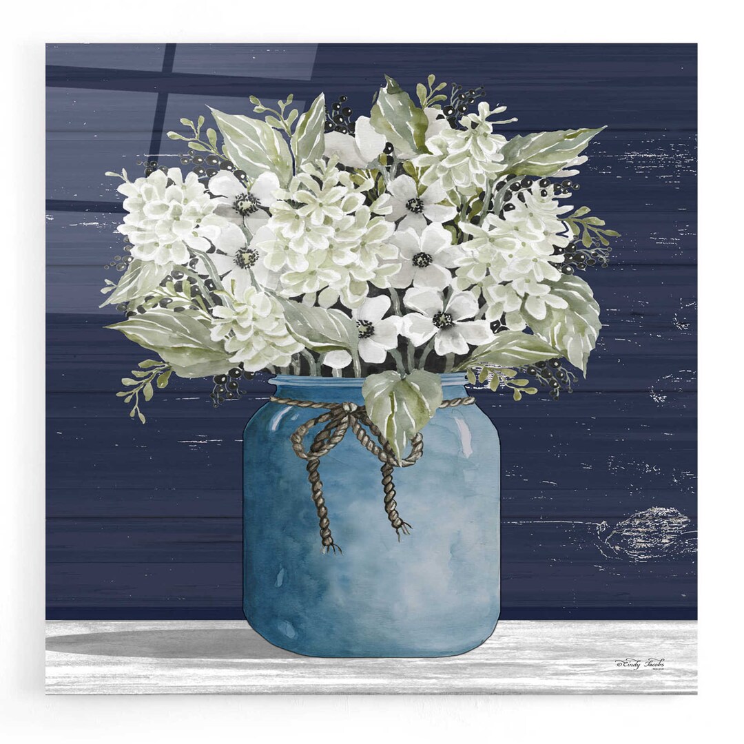 Acrylic Glass Wall Art 'white Flowers I' by Cindy Jacobs - Etsy