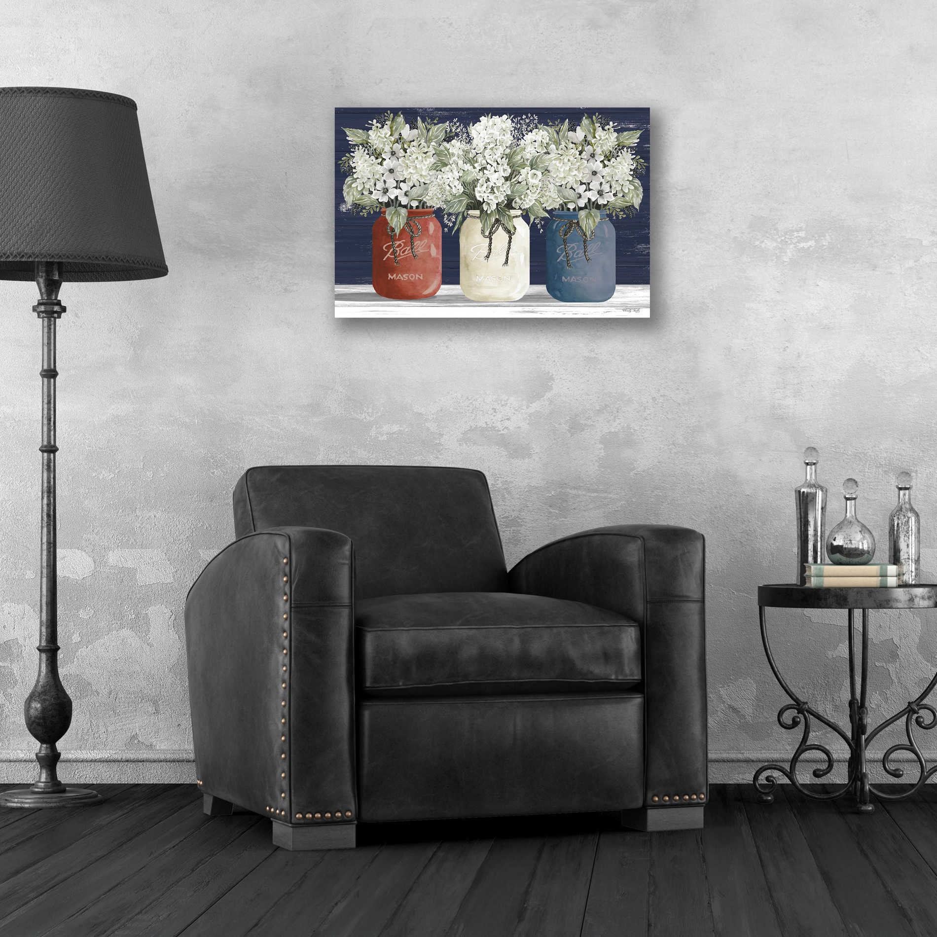 Acrylic Glass Wall Art 'red White & Blue Jar Trio' by - Etsy