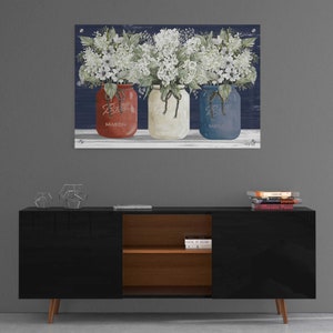 Acrylic Glass Wall Art 'red, White & Blue Jar Trio' by Cindy Jacobs - Etsy