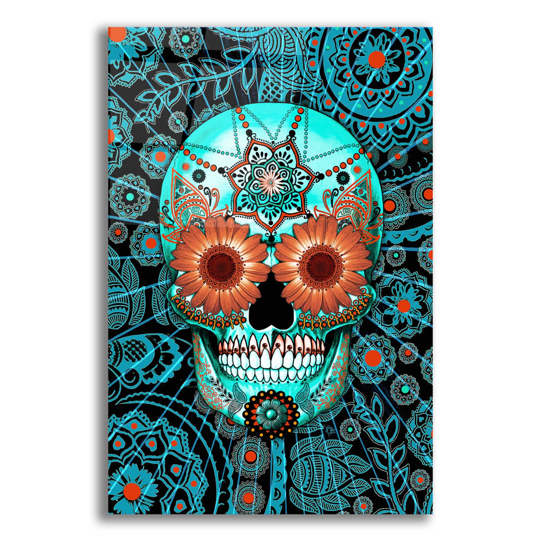 Floral Sugar Skull - Canvas Print - Solid Surface with Fully Finished –  Fusion Idol Arts