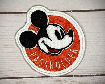 Annual Passholder Embroidered Iron-on or Sew-on patch; white border