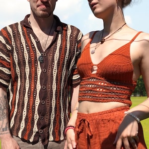 Crochet Button-Up + Top PDF Pattern Bundle (Wavy Wonder Unisex Button-Up & Top) US