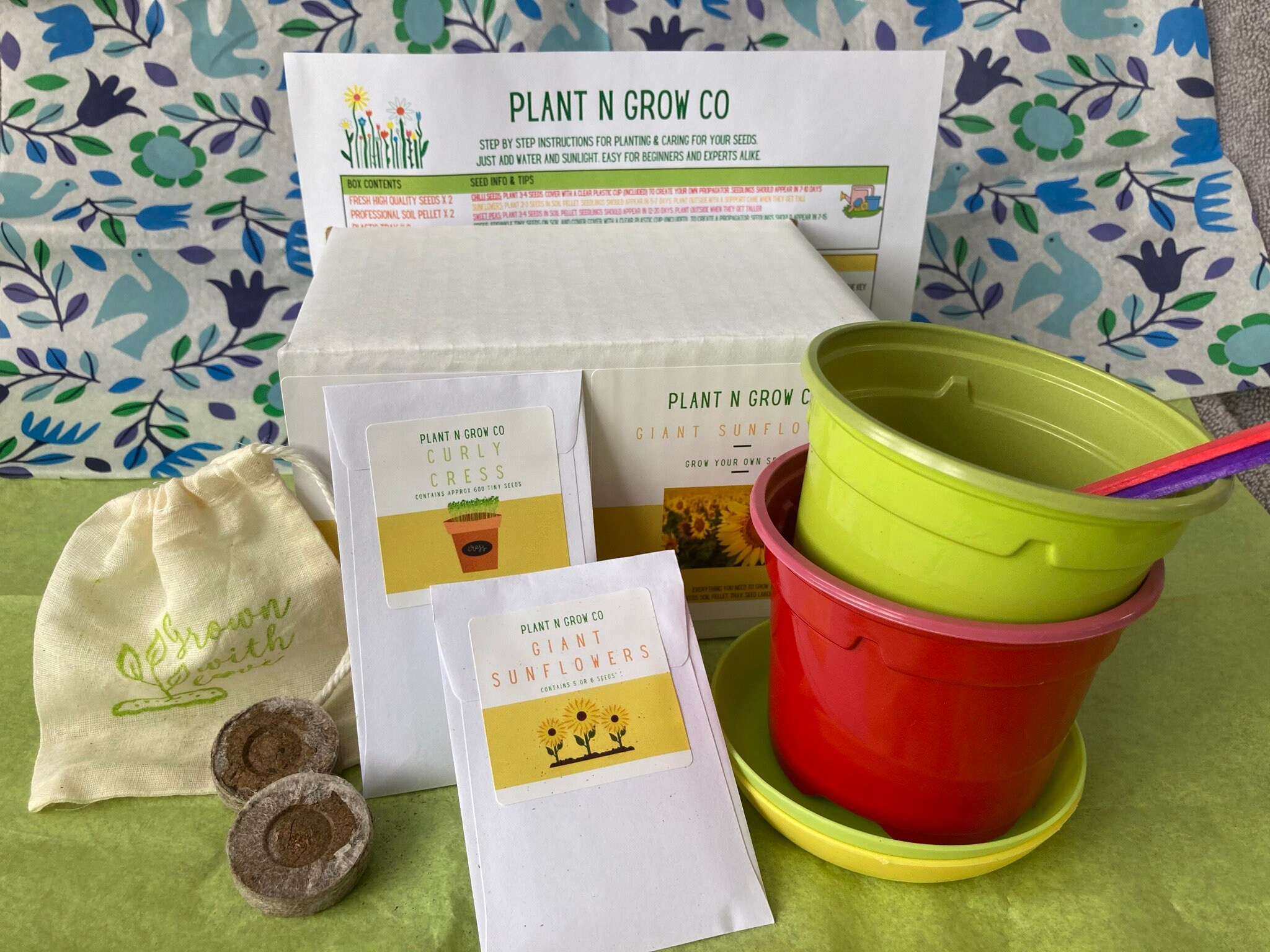 CRESS & SUNFLOWER growing kit. Grow Your Own Seed Kit. Great Etsy