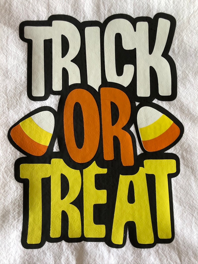 Trick Or Treat Tea TowelHalloweenCandy CornHousewarming GiftKitchen DecorPersonalizedSoft Absorbent