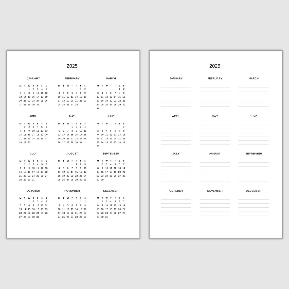 Jaarkalender 2023 2024 2025 PDF Excel template kalender Etsy België