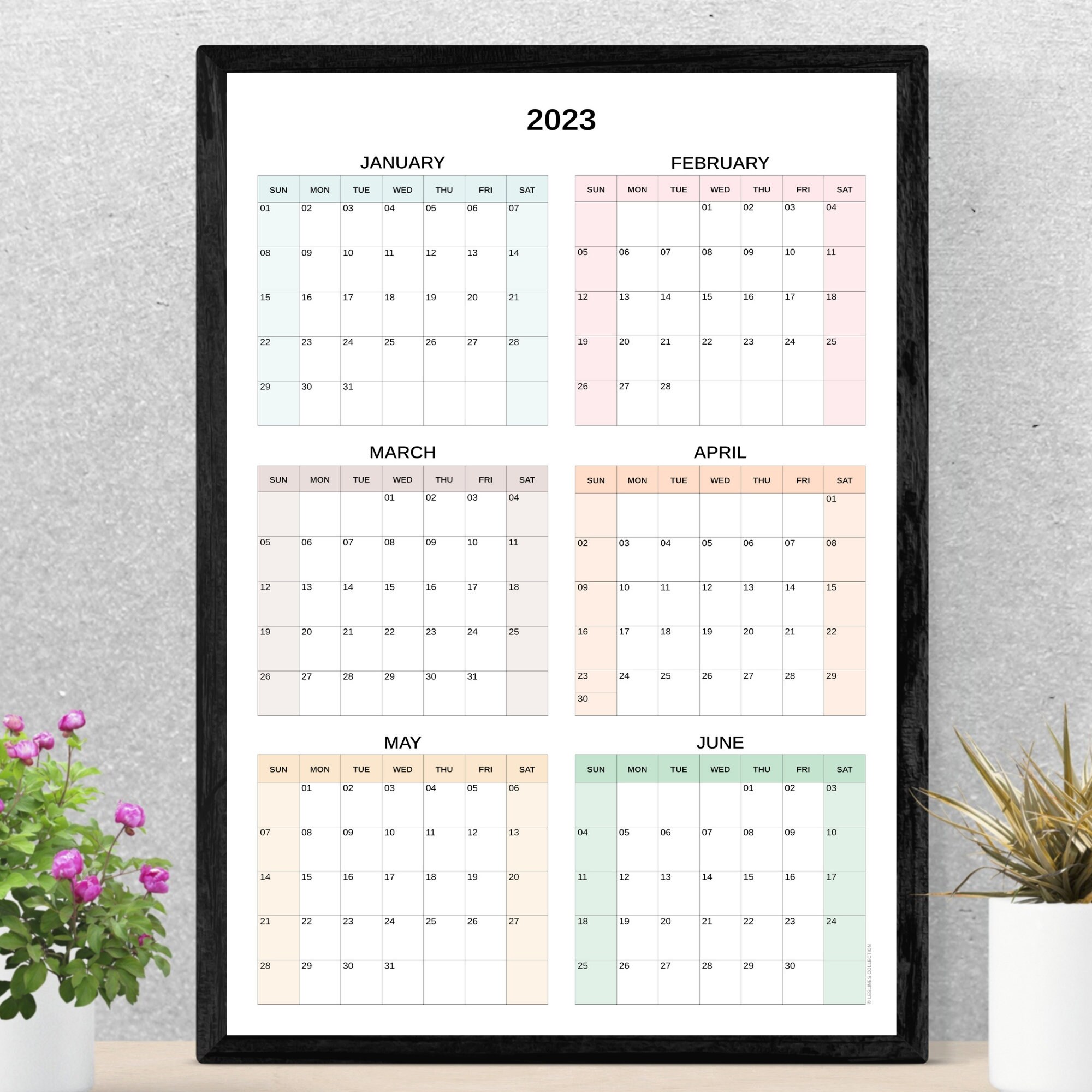 half-year-calendar-printable-poster-size-a2-large-calendar-etsy-canada
