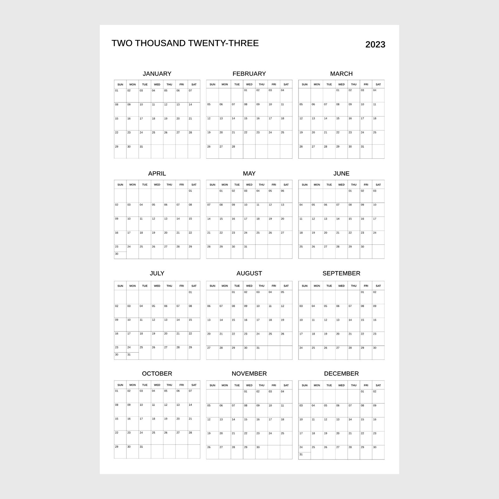 Printable Calendar knggu Poster Size Large Calendar knggu Pdf Etsy Ireland